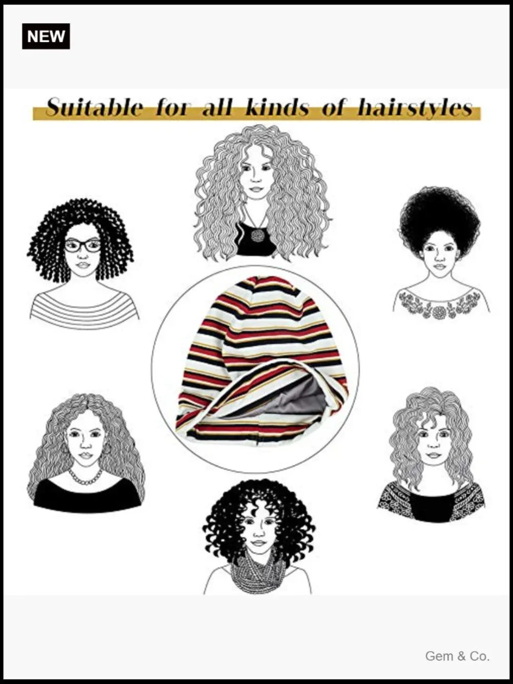 Adjustable Satin Lined Sleep Cap for Dreadlocks & Curly Hair, Large Head-Stay On